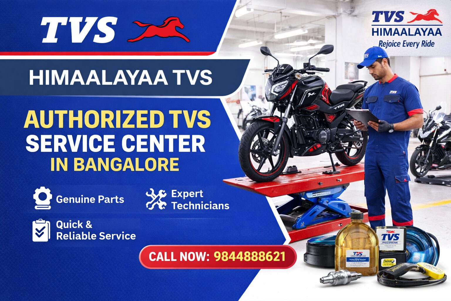 Book a Service at Himaalayaa TVS Service & Parts – Authorized TVS Two-Wheeler Service Center in Bengaluru